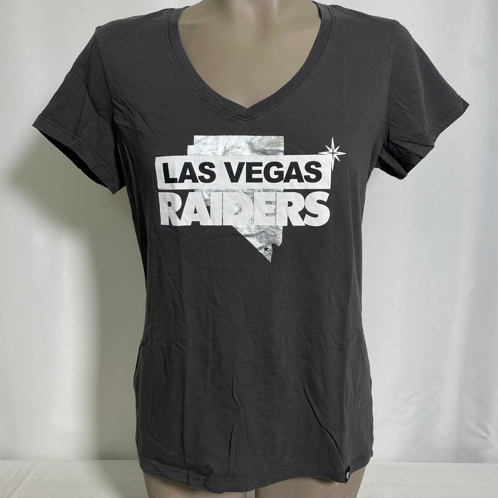 Las Vegas Raiders NFL '47 Brand Gray Nevada Logo T-Shirt Women's LARGE